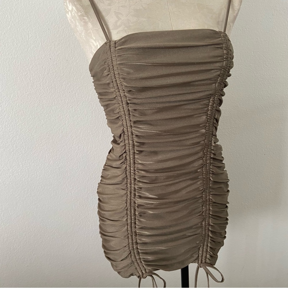 Tiger Mist Zion olive green dress scrunch cami bodycon mini - Picture 5 of 7